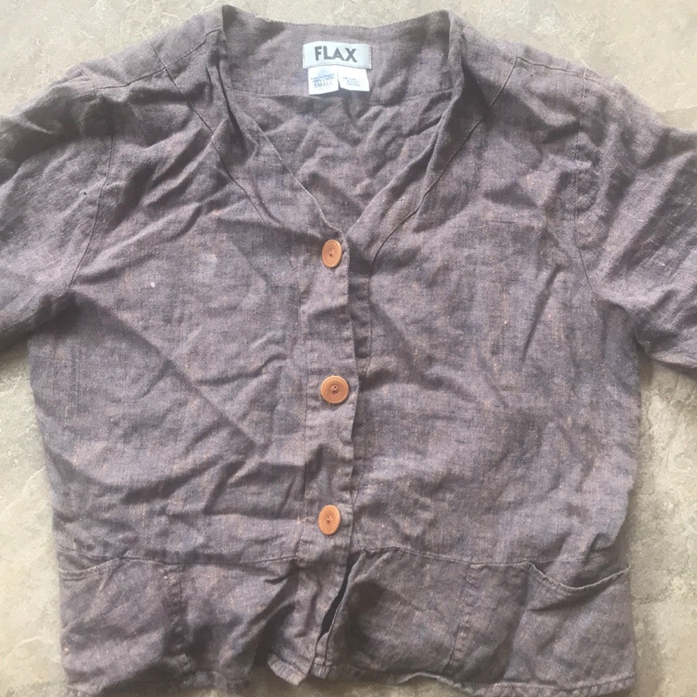 Flax Long Sleeve Button Down Cropped